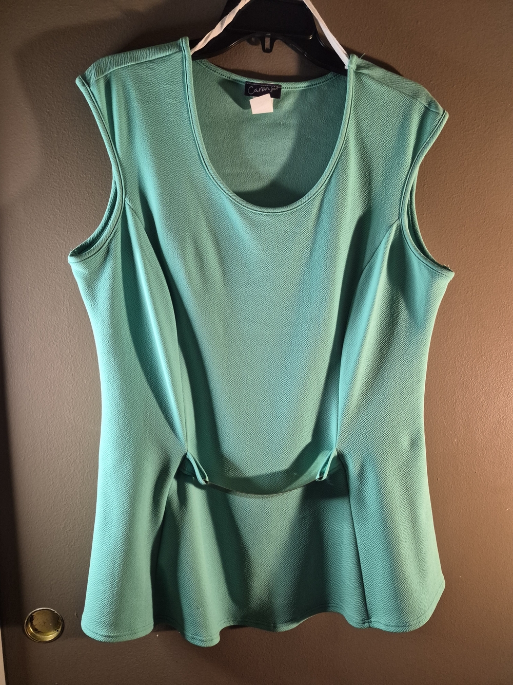 Coco + Carmen Turquoise Sleeveless Peplum Tank with Waist Tie